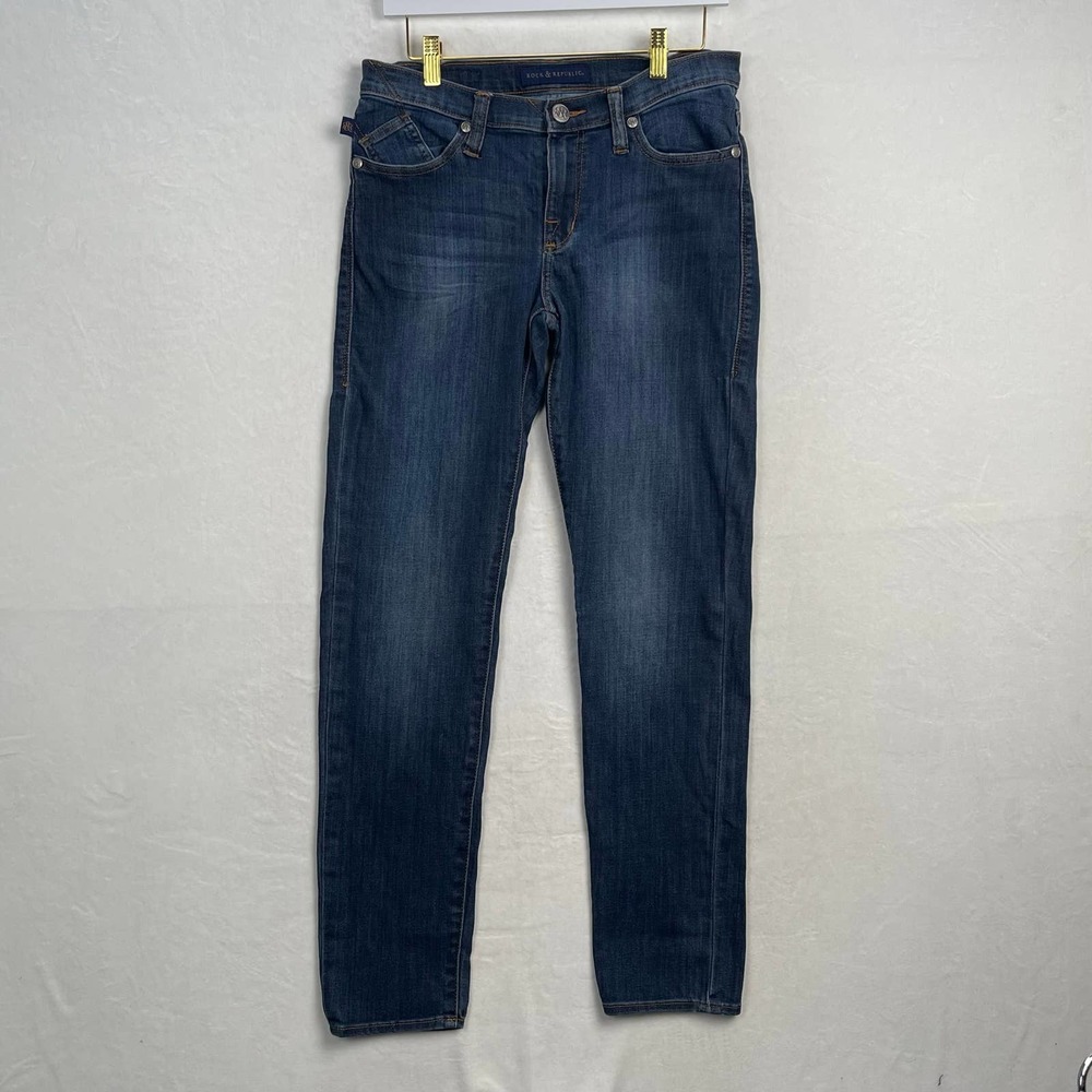 Rock & Republic Berlin Stretch Jeans Skinny Low Rise‎ Dark Wash Denim Size 10